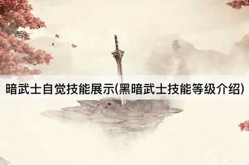 暗武士自觉技能展示(黑暗武士技能等级介绍)