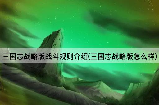 三国志战略版战斗规则介绍(三国志战略版怎么样)